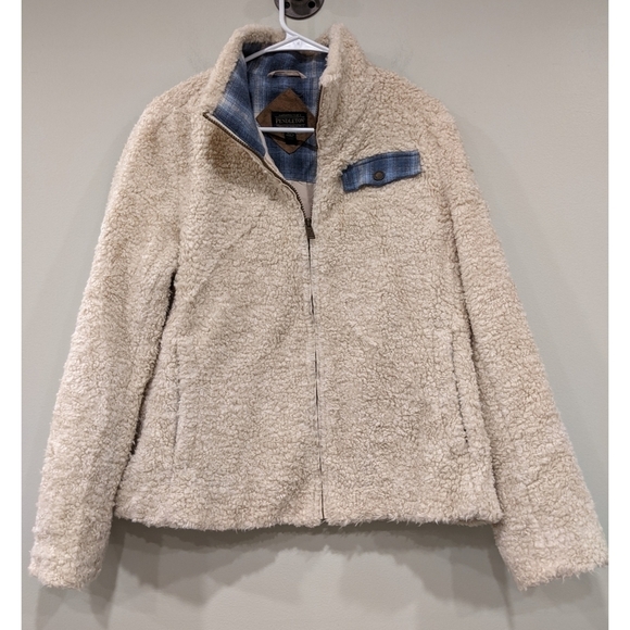 Pendleton Sherpa and Plaid Full Zip Pocket Jacket Size Medium - Picture 3 of 10